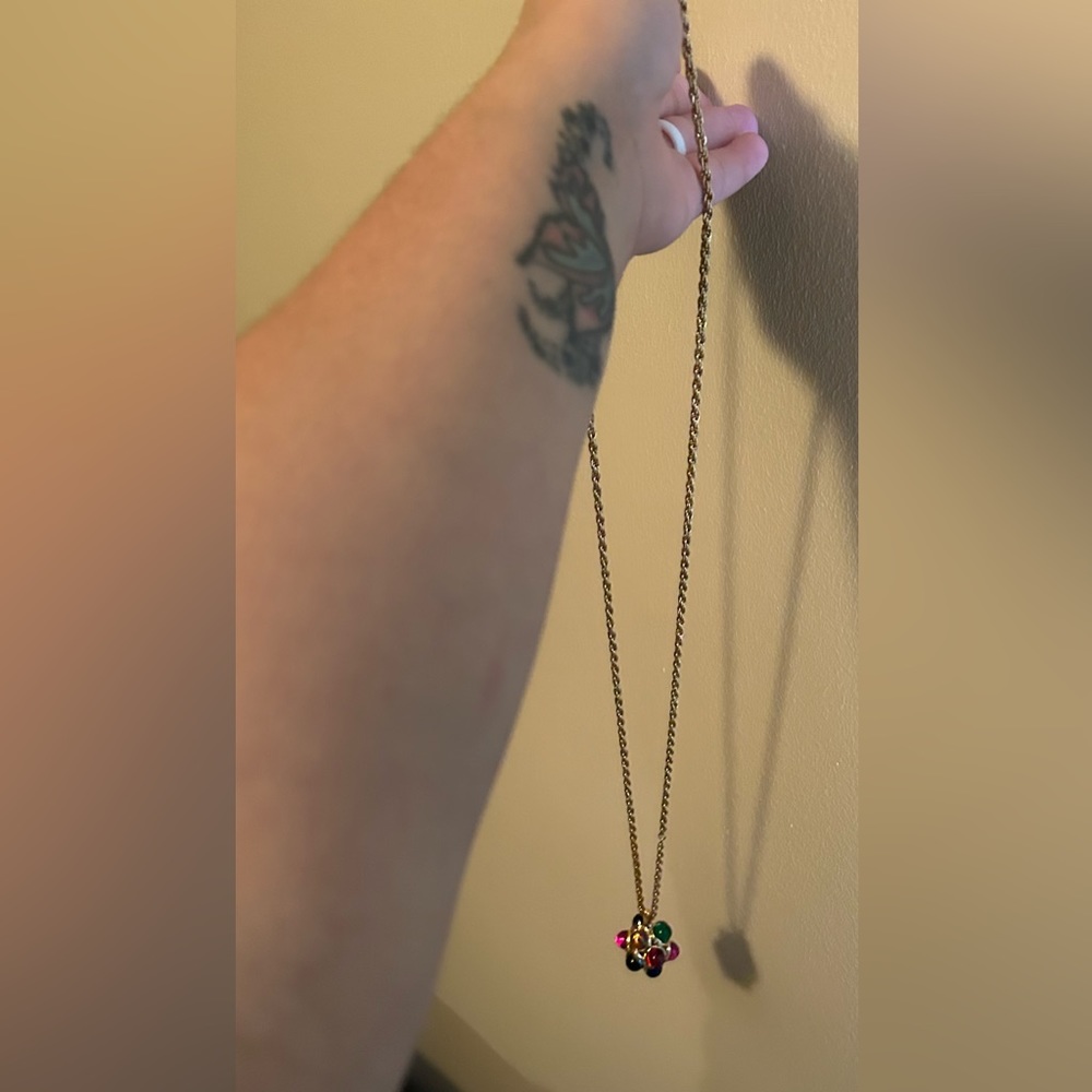 Women’s Gold Chain with Multicolored Charm - Picture 3 of 4